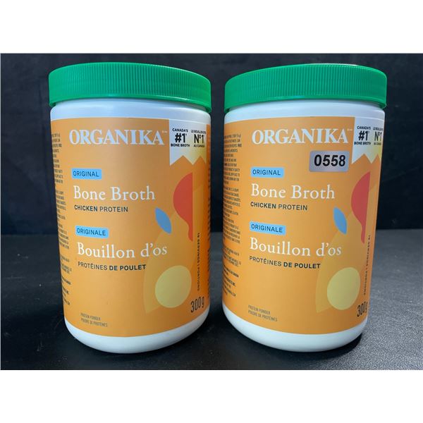 2 Organika Original Chicken Bone Broth Protein Powders - 300g - New (Exp: 06/2025)