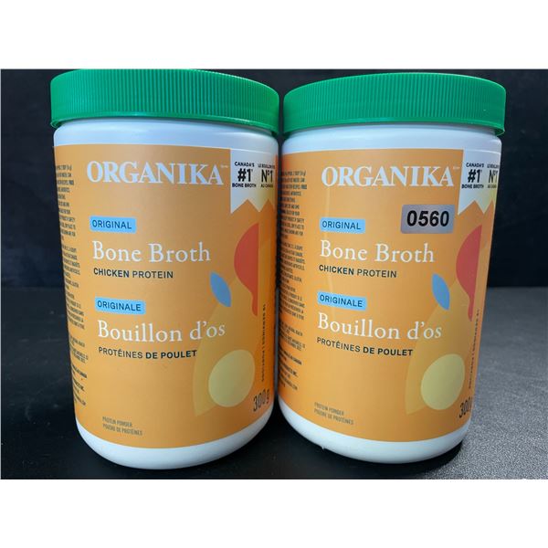 2 Organika Original Chicken Bone Broth Protein Powders - 300g - New (Exp: 06/2025)