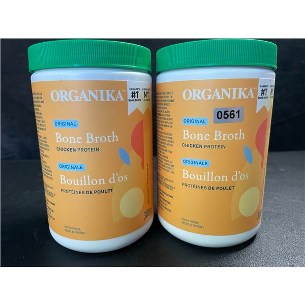 2 Organika Original Chicken Bone Broth Protein Powders - 300g - New (Exp: 06/2025)