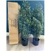 Image 1 : 2 Artificial 3FT-Tall Topiary Trees/Potted Artificial Plants for Outdoors - Brand New!