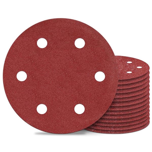 15-Pack of 9inch 6 Hole Sanding Discs - 120 Grit Sanding Discs - New