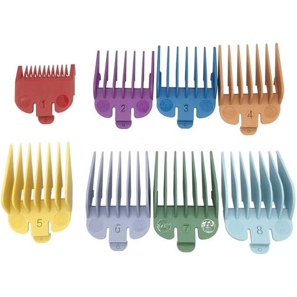 8PC Professional Hair Clipper Guard Guides - Colour Coded 1/8" to 1" (For All Wahl Clippers) - New