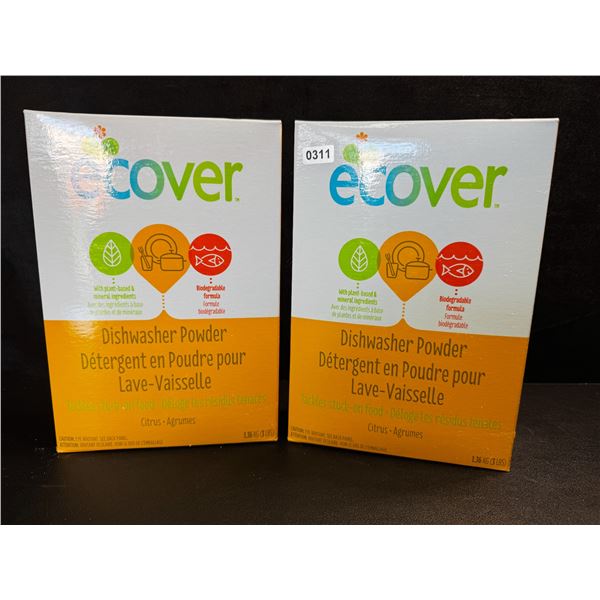 2 Boxes of Ecover Natural Plant-Based Dishwasher Powder - Citrus - 1.36kg - New Sealed