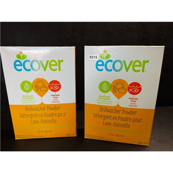 2 Boxes of Ecover Natural Plant-Based Dishwasher Powder - Citrus - 1.36kg - New Sealed