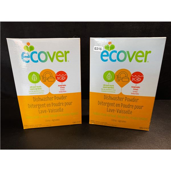 2 Boxes of Ecover Natural Plant-Based Dishwasher Powder - Citrus - 1.36kg - New Sealed