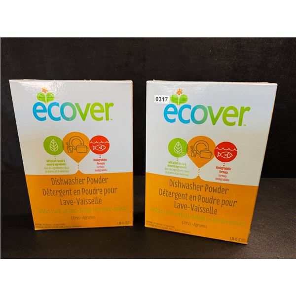 2 Boxes of Ecover Natural Plant-Based Dishwasher Powder - Citrus - 1.36kg - New Sealed