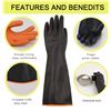 Image 2 : 1 Pair of Extra Long Chemical Resistant Rubber Crimped Cuff Work Gloves - New