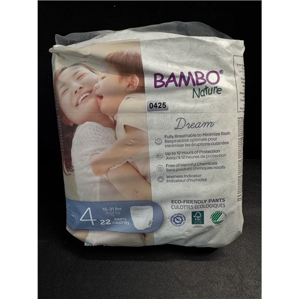 1 Pack of 22 Size 4 Bamboo Nature Diapers - New