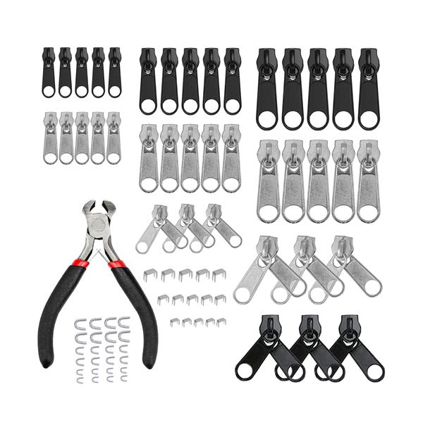 1 Multi-piece Zipper Repair Kit with Sliders Stoppers and Tools - New