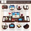 Image 2 : 1 Premium Bamboo Bathtub Caddy Tray with Soap Dish and Tablet Stand - New
