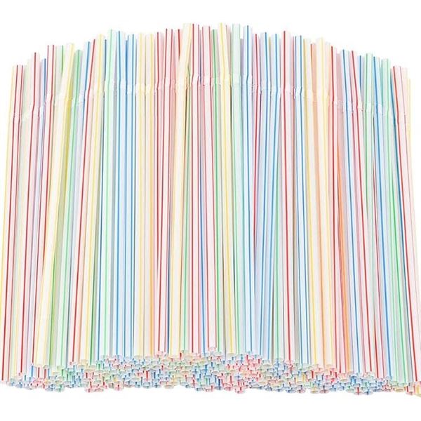 3 Packs of Plastic Flexible Disposable Drinking Straws (100 Straws Per Pack/300 Total) - New
