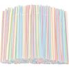 Image 1 : 3 Packs of Plastic Flexible Disposable Drinking Straws (100 Straws Per Pack/300 Total) - New