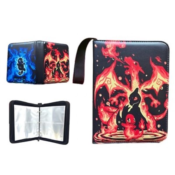 1 Leather Pokemon Premium Card Binder; Charizard/Squirtle Design - Holds 400 Cards - New
