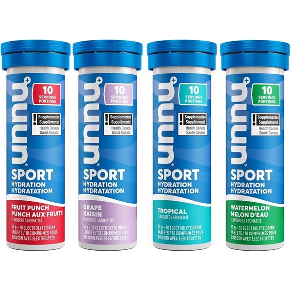 Nuun Sport Electrolyte Drink Tablets - Box of 4 Tubes/Flavors (Summer Mix 4-Pack) - New