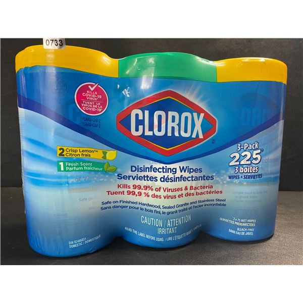 3-Pack Clorox Disinfecting Wipes - 3 Tubs x 75 Wet Wipes Each (2x Crisp Lemon, 1x Fresh Scent) - New
