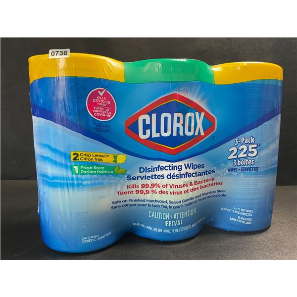 3-Pack Clorox Disinfecting Wipes - 3 Tubs x 75 Wet Wipes Each (2x Crisp Lemon, 1x Fresh Scent) - New