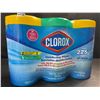Image 1 : 3-Pack Clorox Disinfecting Wipes - 3 Tubs x 75 Wet Wipes Each (2x Crisp Lemon, 1x Fresh Scent) - New