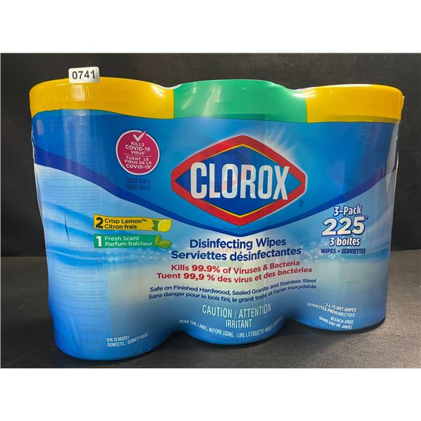 3-Pack Clorox Disinfecting Wipes - 3 Tubs x 75 Wet Wipes Each (2x Crisp Lemon, 1x Fresh Scent) - New
