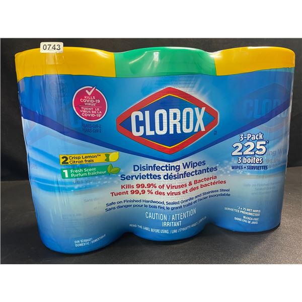 3-Pack Clorox Disinfecting Wipes - 3 Tubs x 75 Wet Wipes Each (2x Crisp Lemon, 1x Fresh Scent) - New