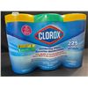 Image 1 : 3-Pack Clorox Disinfecting Wipes - 3 Tubs x 75 Wet Wipes Each (2x Crisp Lemon, 1x Fresh Scent) - New