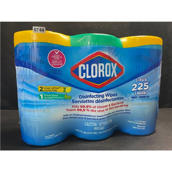 3-Pack Clorox Disinfecting Wipes - 3 Tubs x 75 Wet Wipes Each (2x Crisp Lemon, 1x Fresh Scent) - New