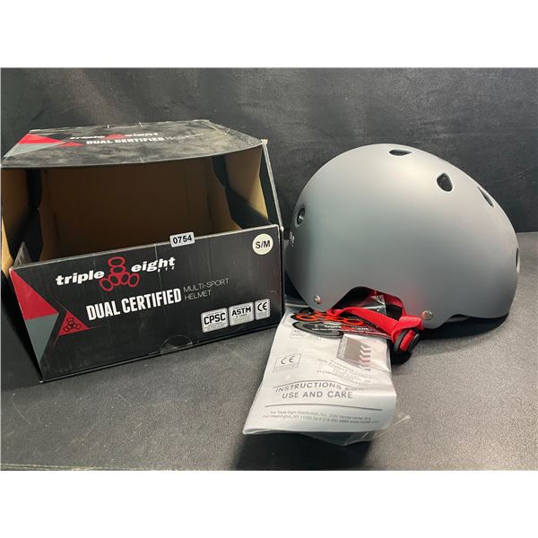 1 Triple Eight Dual Certified Multi-Sport Helmet - Grey - Size S/M - New in Box!