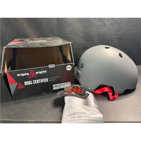 1 Triple Eight Dual Certified Multi-Sport Helmet - Grey - Size S/M - New in Box!