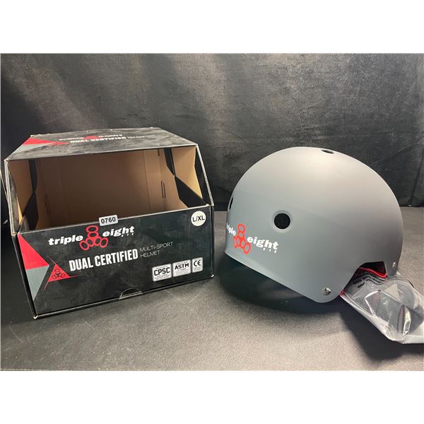 1 Triple Eight Dual Certified Multi-Sport Helmet - Grey - Size L/XL - New in Box!