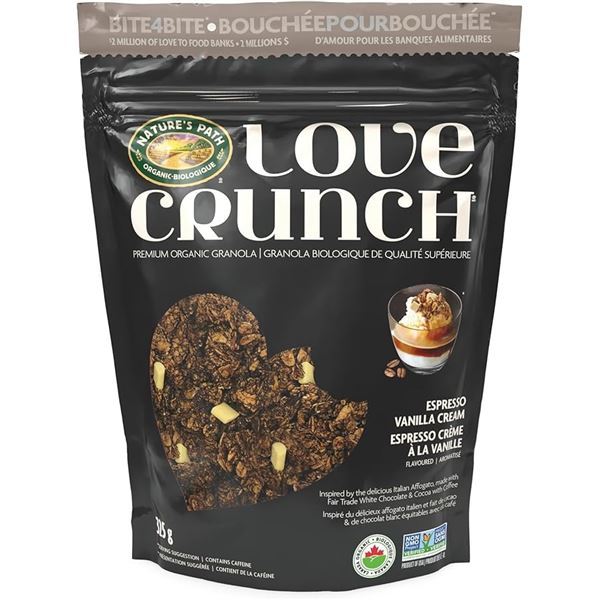 3 Bags of Love Crunch Premium Organic Granola - Espresso Vanilla Cream (315g) - New