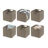 Image 1 : 6-Pack of mDesign Seagrass Woven Folding Cube Storage Baskets - Gray Wash - New in Box
