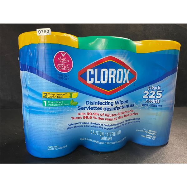 3-Pack Clorox Disinfecting Wipes - 3 Tubs x 75 Wet Wipes Each (2x Crisp Lemon, 1x Fresh Scent) - Ne
