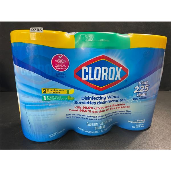3-Pack Clorox Disinfecting Wipes - 3 Tubs x 75 Wet Wipes Each (2x Crisp Lemon, 1x Fresh Scent) - Ne