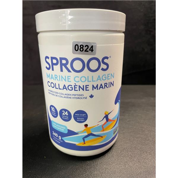 1 Tub of Sproos Marine Collagen Powder/Hydrolyzed Collagen Peptides - 240g - New