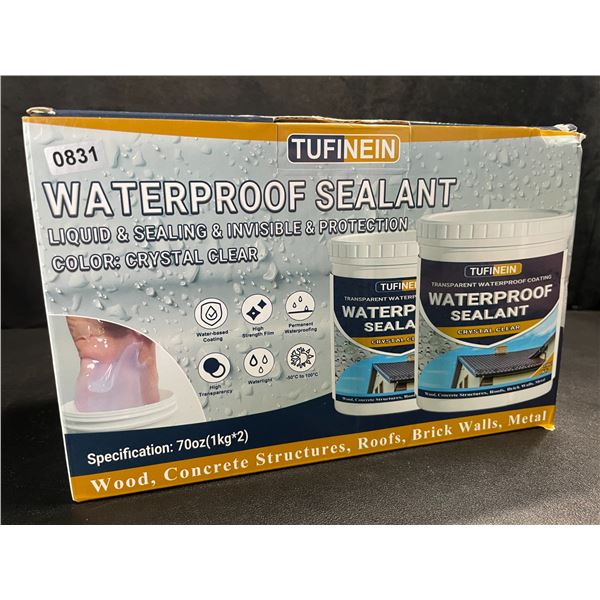 2-Pack Box of Tufinein Crystal Clear Waterproof Sealant - (1KG x 2 Tubs) - New!