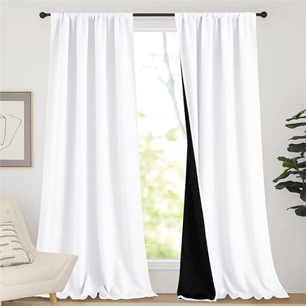 Nicetown White Curtains - 52" x 95" Length - 2 Panels - For Living Room - New