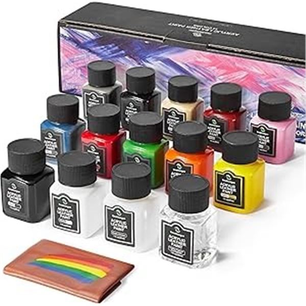 14-Colour Acrylic Leather Paint Kit - For Shoes, Couches, Bags, Car Seats, etc. - New