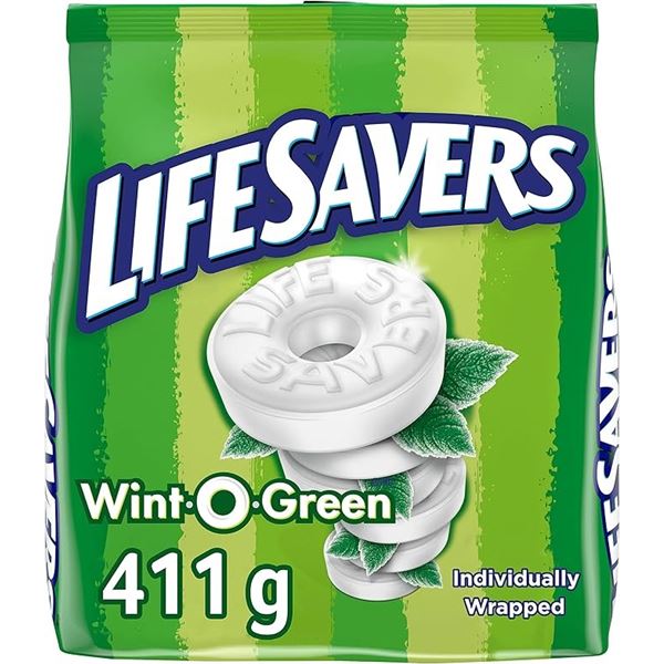 Life Savers Wint-O-Green Individually Wrapped Candy Mints - 411g Bag - New