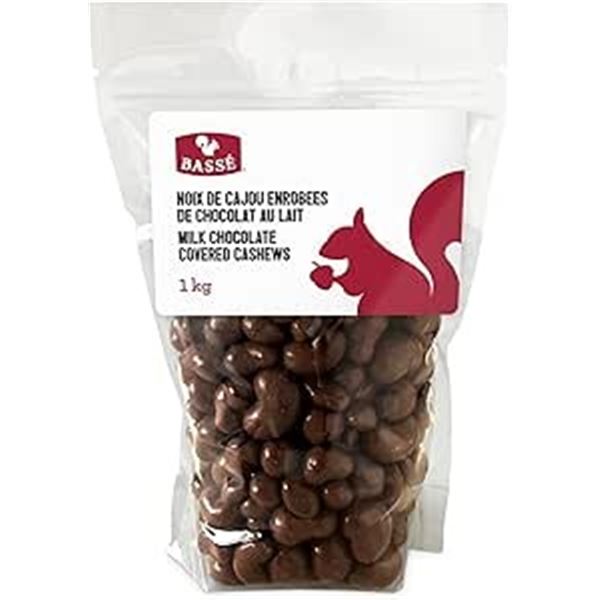 1KG Bag of Basse Milk Chocolate Covered Cashews - New Sealed (BB: JL 02/2025)