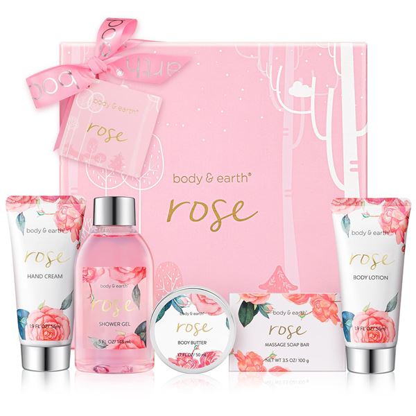 1 Body&Earth 5PC Rose Gift Set - Shower Gel, Body Butter, Soap, and Body Lotion/Hand Cream - New