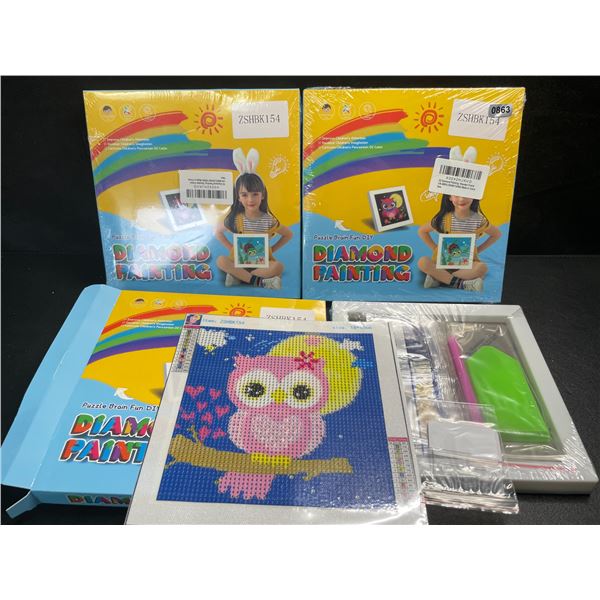 3 Owl Design Diamond Art/Diamond Dot 3D Craft Kits with Frames - New