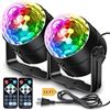Image 1 : 2-Pack of Disco/DJ Party Strobe Lights with Remote Control; 12 Modes - New