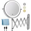 Image 1 : 1 Rechargeable Wall Mounted Makeup Mirror; 8-Inch Double Sided 1X/10X Magnification - NEW