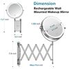 Image 2 : 1 Rechargeable Wall Mounted Makeup Mirror; 8-Inch Double Sided 1X/10X Magnification - NEW