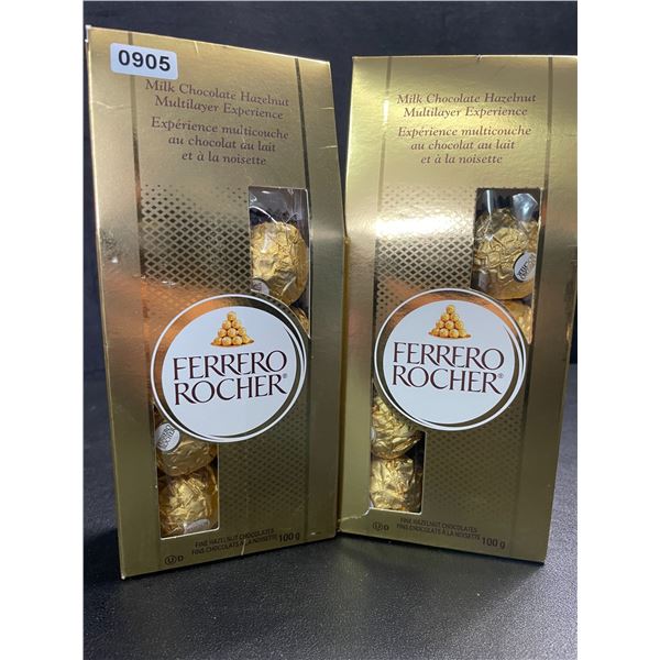 2 Boxes of Ferrero Rocher Fine Hazelnut Chocolates - 100g Each - New (BB: 2025 JN 23)