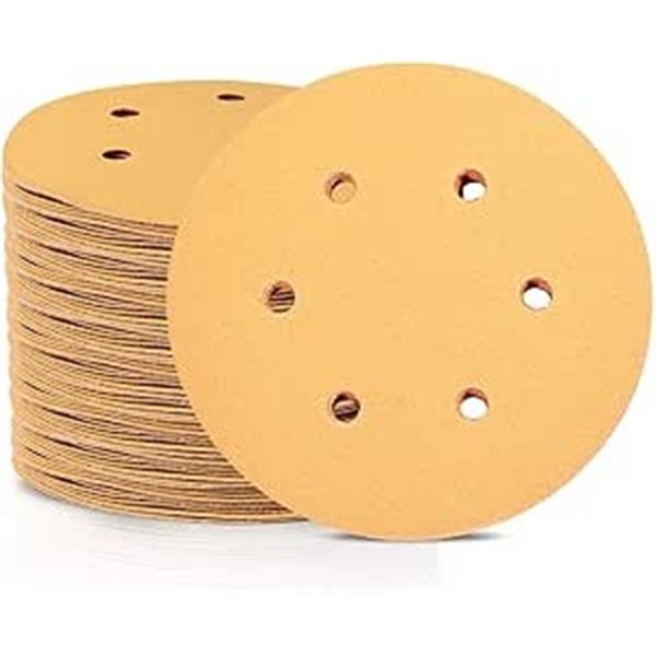 100-Pack of Speedwox 6-Inch Hook and Loop 6-Hole Sanding Discs - 240 Grit - New in Box