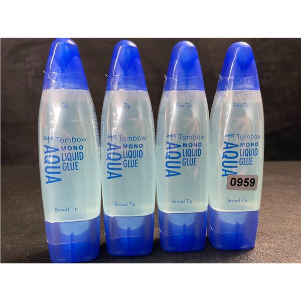 4 Tombow AQUA Dual-Tip Mono Liquid Glue for Permanent Bond - 50ml Each - Clear - New