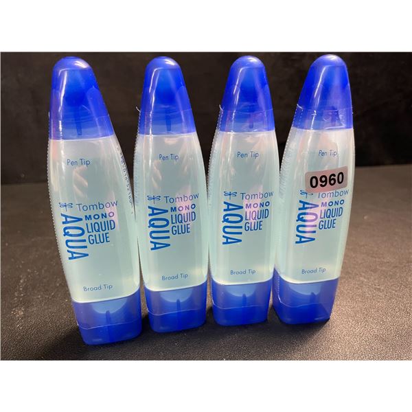 4 Tombow AQUA Dual-Tip Mono Liquid Glue for Permanent Bond - 50ml Each - Clear - New