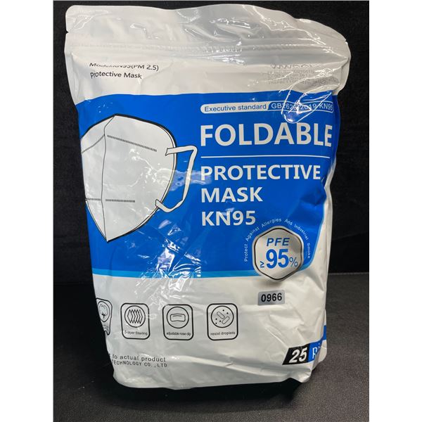 25-Pack of Foldable Protective Face Masks KN95 - New