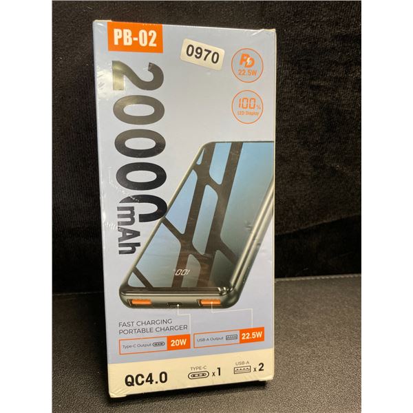 1 High-Power Portable Power Bank/Charger (20,000mAh) w Fast Charging & LED Display - New