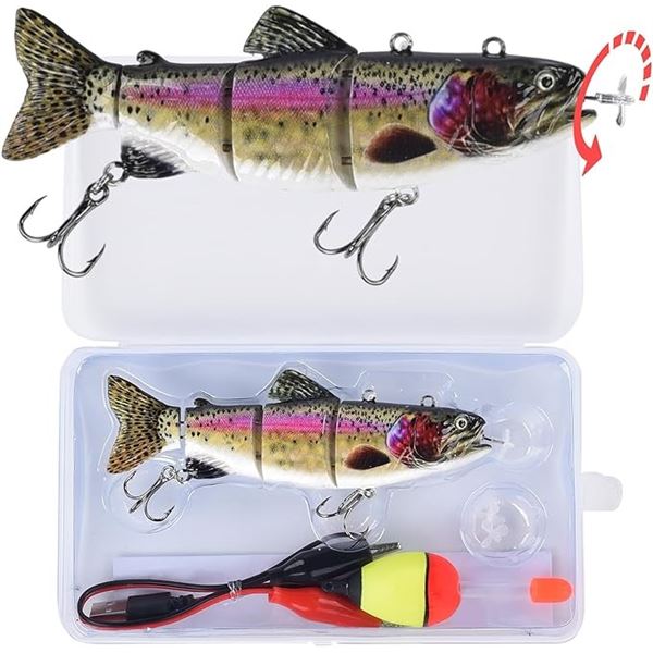 1 Robotic Swimming Fishing Lure Bait - 5.2" USB Rechargeable LED Fishing Lure - New